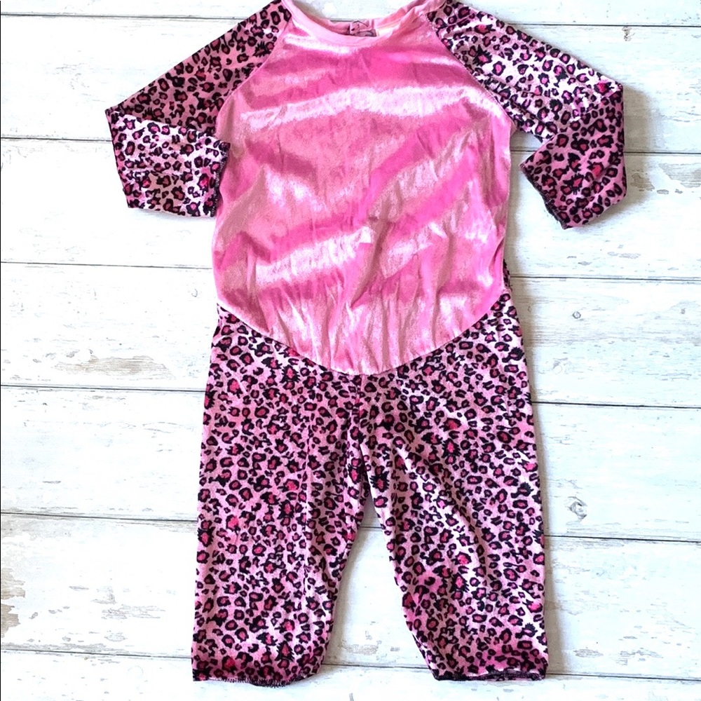 Baby Girls 12-18m Pink Cat Costume Animal Print Bodysuit & Hat With Ears 12m 18m - Picture 2 of 4